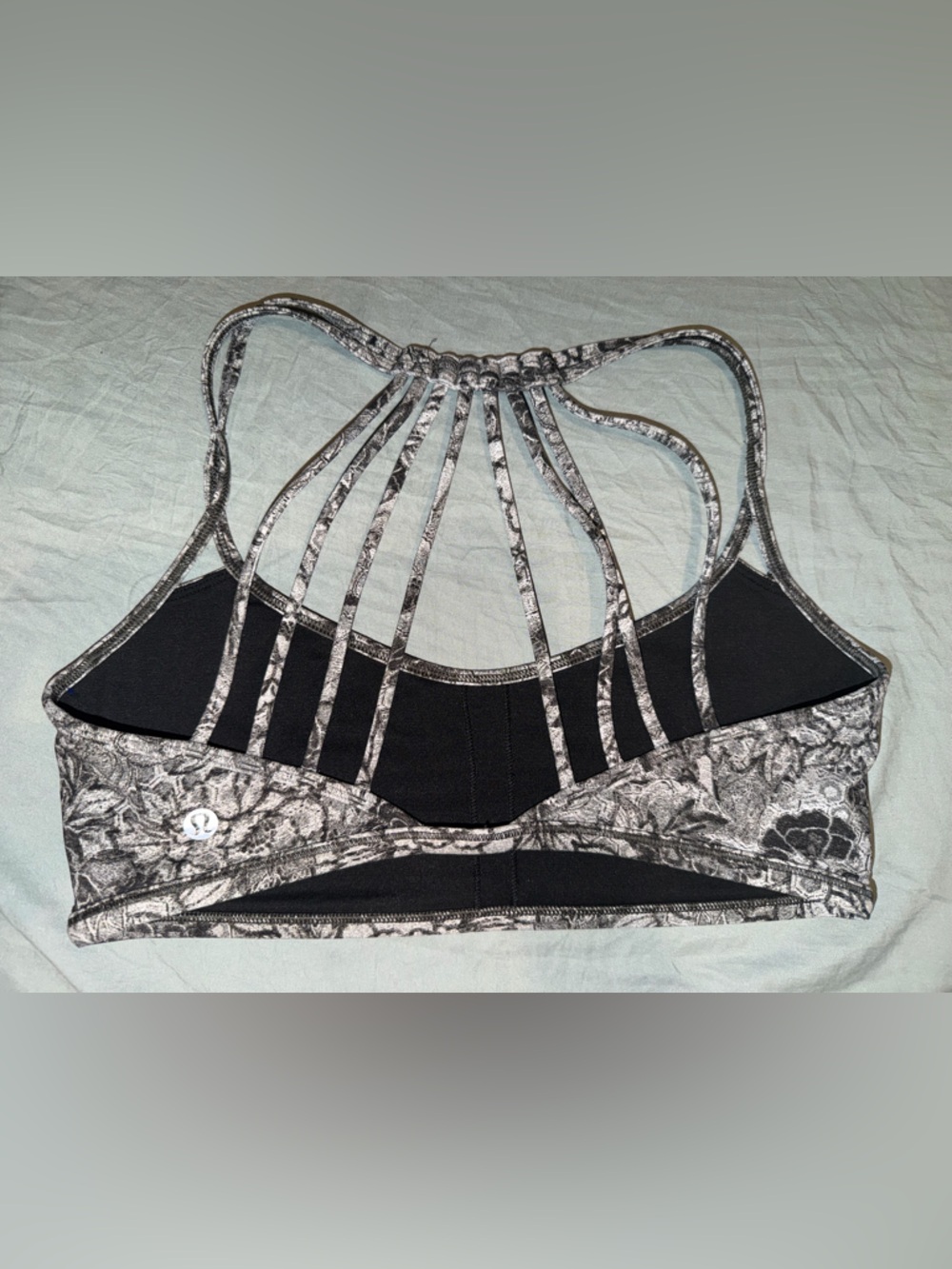 lululemon athletica Marble-Print Sports Bra in Black & Gray